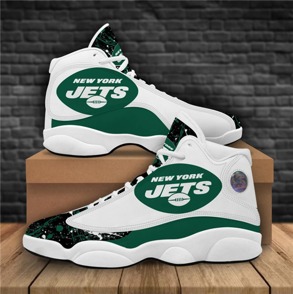 Women's New York Jets AJ13 Series High Top Leather Sneakers 002